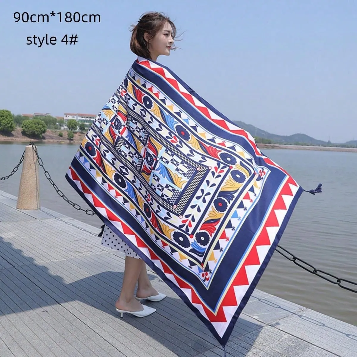 1pc Summer Cotton-Linen Travel Scarf Sunscreen Shawl Women's Beach Towel For Holiday And Air-Conditioned Places