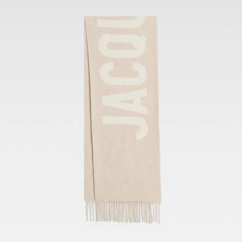 2024 New Wool Letter Jacquard Logo Fringe Unisex Warm Scarf