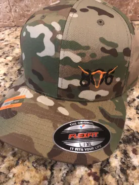 806 CAMO Flex Fit Hat Black 806 Hunter Orange Skull