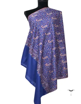 Blue Pashmina Shawl In Sozni Embroidery 6234