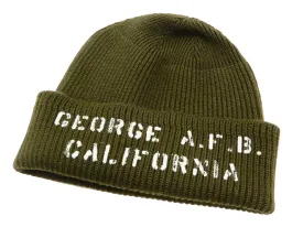 Buzz Rickson Knit Cap Men's Wool Winter Hat USAAF A-4 Mechanics Cap with Stencil BR02685 Olive