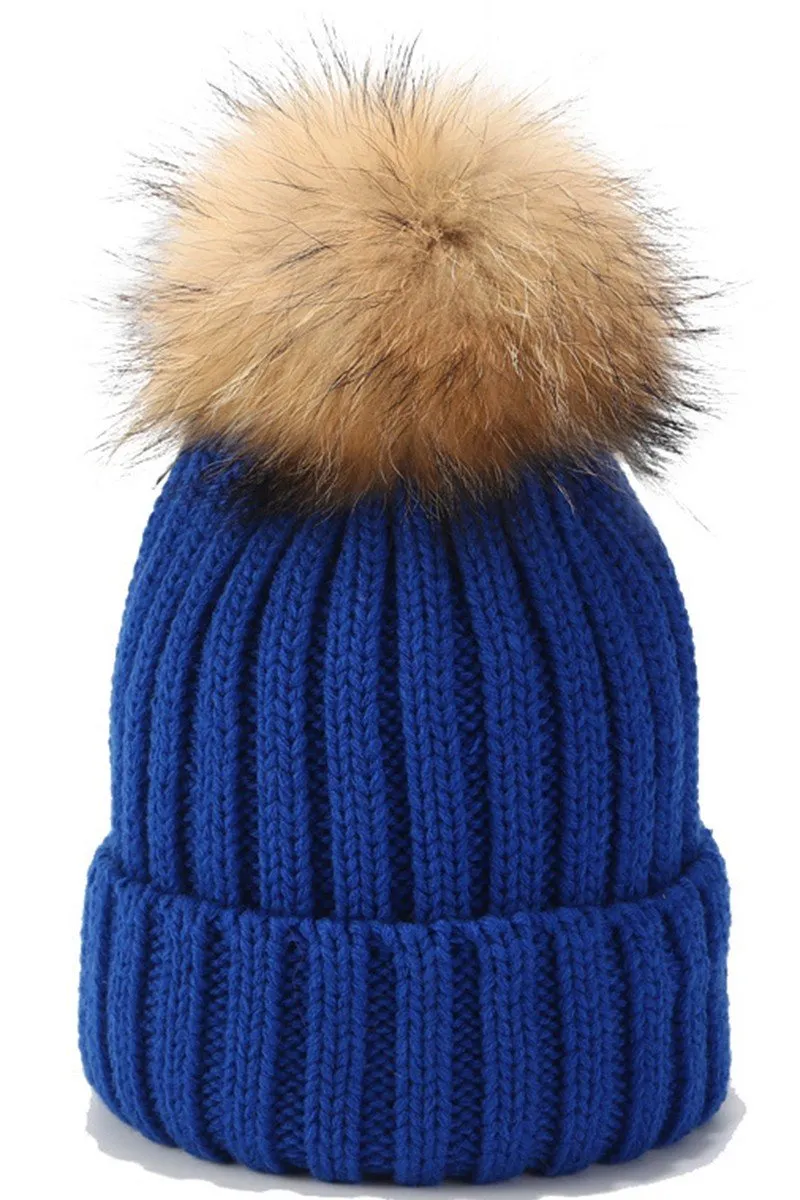 CABLE KNIT POMPOM WARM WINTER BEANIE HAT