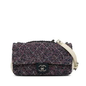 Chanel Classic Flap Bag Multicolor Tweed Palladium