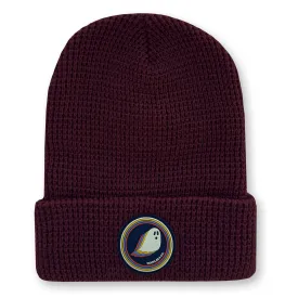 Ghost Waffle Knit Beanie in Burgundy