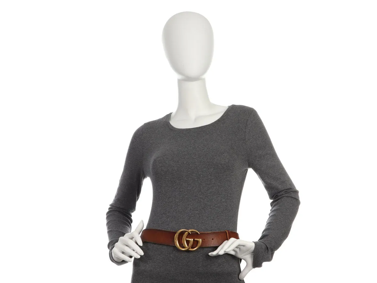 Gucci Brown Calfksin Wide GG Belt