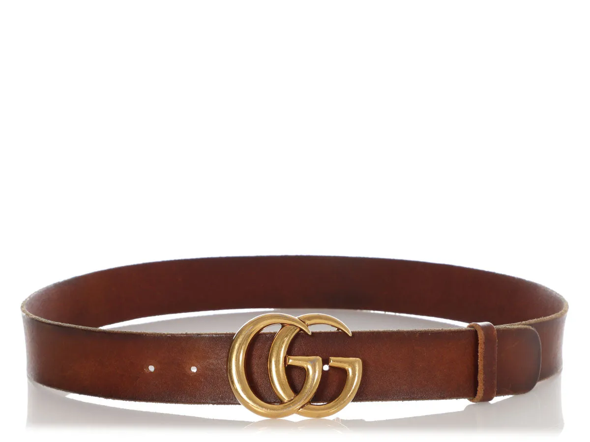 Gucci Brown Calfksin Wide GG Belt