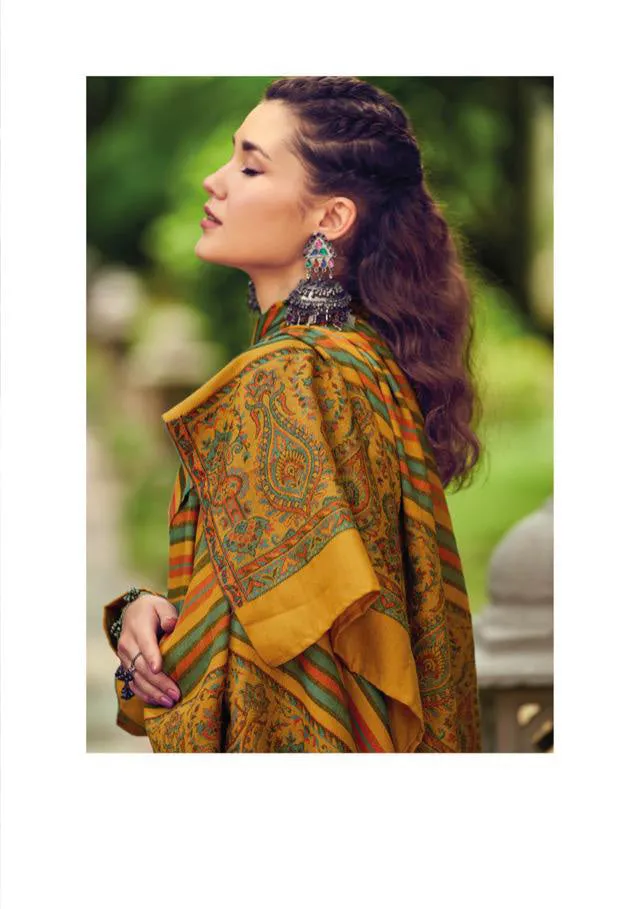 Handloom Pashmina Dark Yellow Unstitched Winter Suit