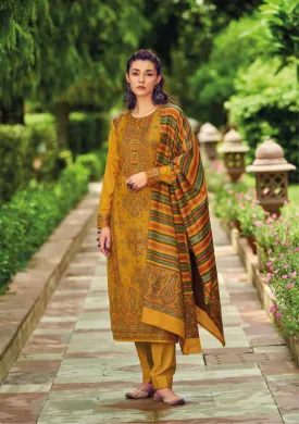 Handloom Pashmina Dark Yellow Unstitched Winter Suit