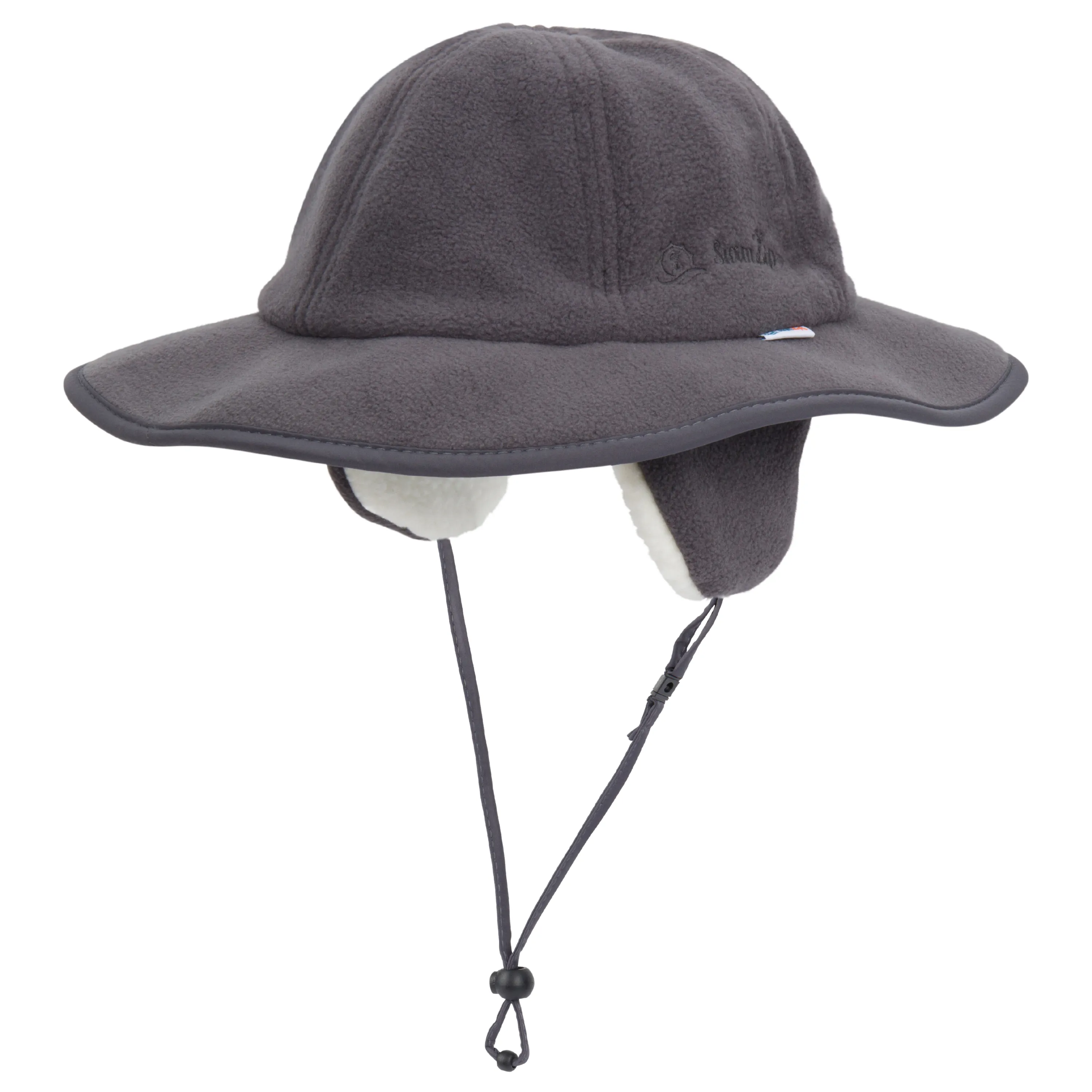 Kids Tundra Ear Flap Fleece Winter Wide Brim Sun Hat - Slate