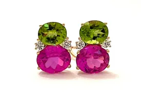 Medium GUM DROP™ Earrings with Peridot and Pink Topaz and Diamonds