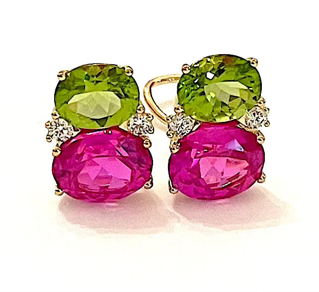 Medium GUM DROP™ Earrings with Peridot and Pink Topaz and Diamonds