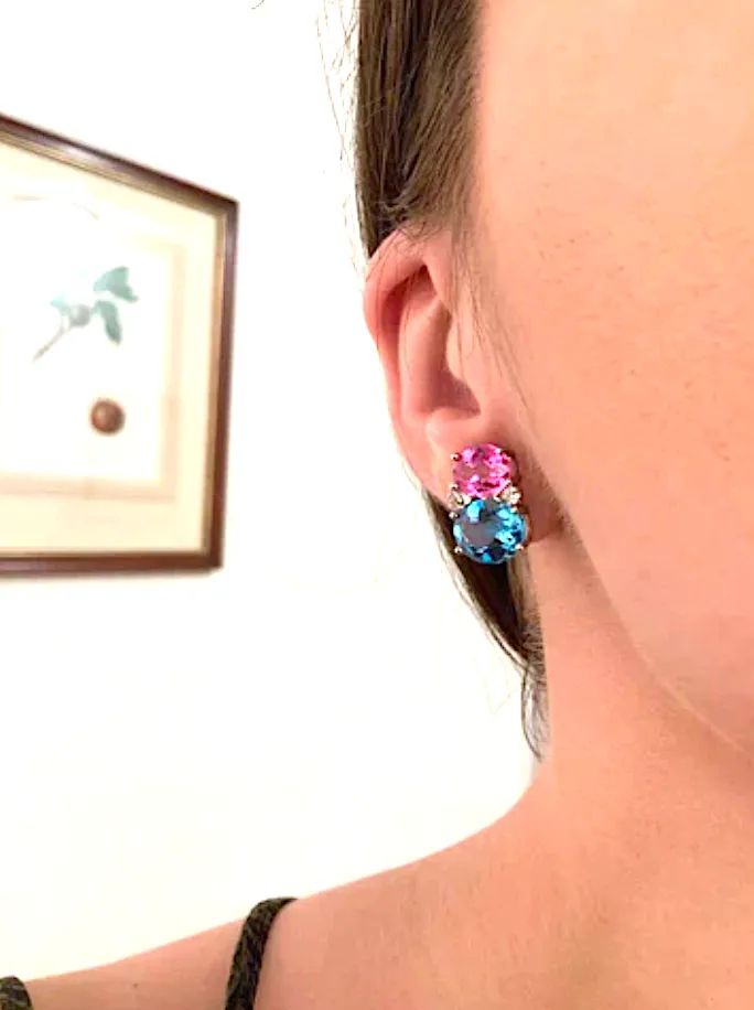 Medium GUM DROP™ Earrings with Peridot and Pink Topaz and Diamonds