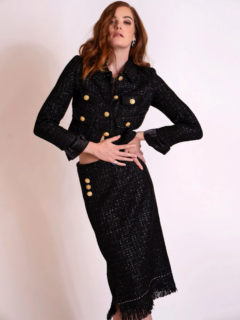 MORENNE Tweed Jacket & Skirt Set