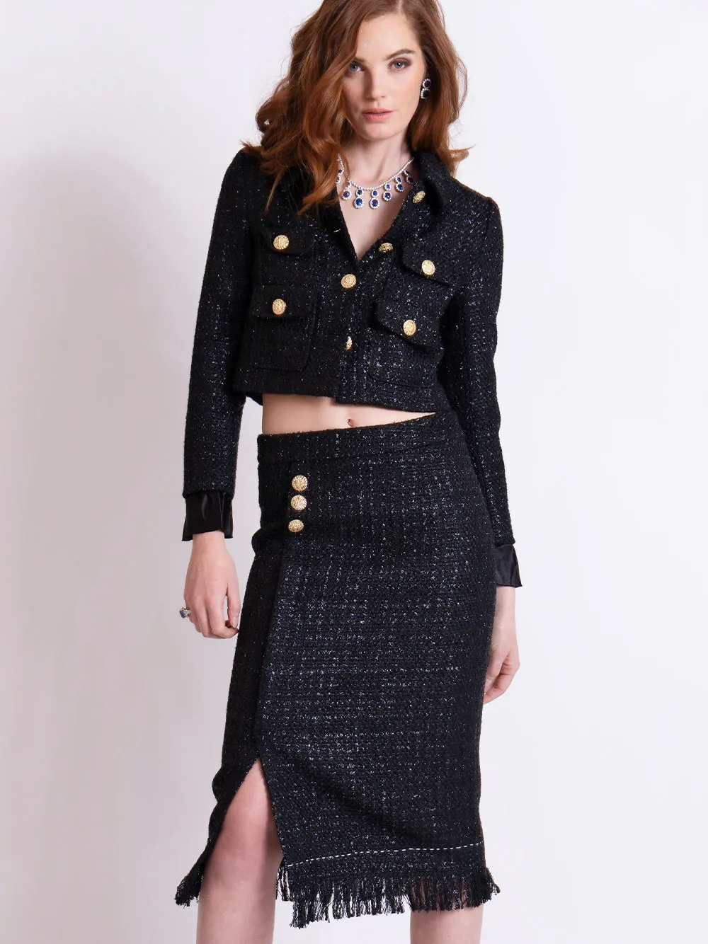 MORENNE Tweed Jacket & Skirt Set