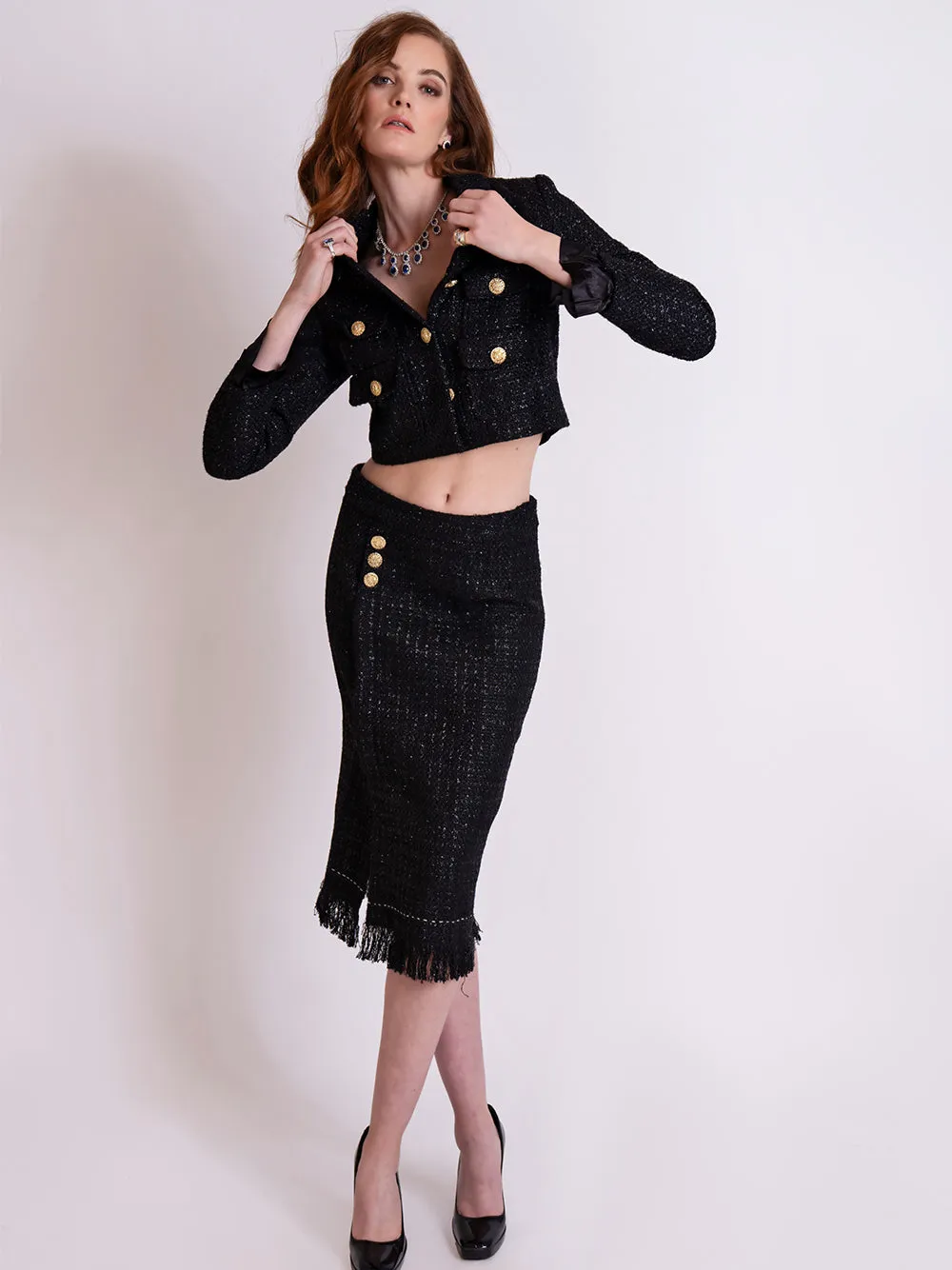 MORENNE Tweed Jacket & Skirt Set