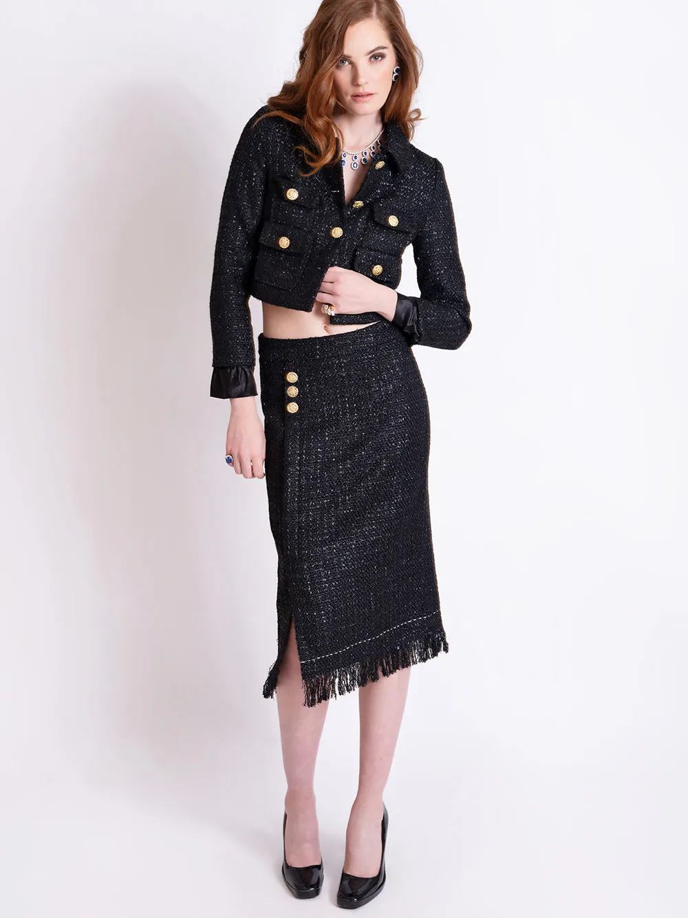 MORENNE Tweed Jacket & Skirt Set