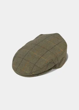 Rutland Men's Tweed Flat Cap In Dark Moss