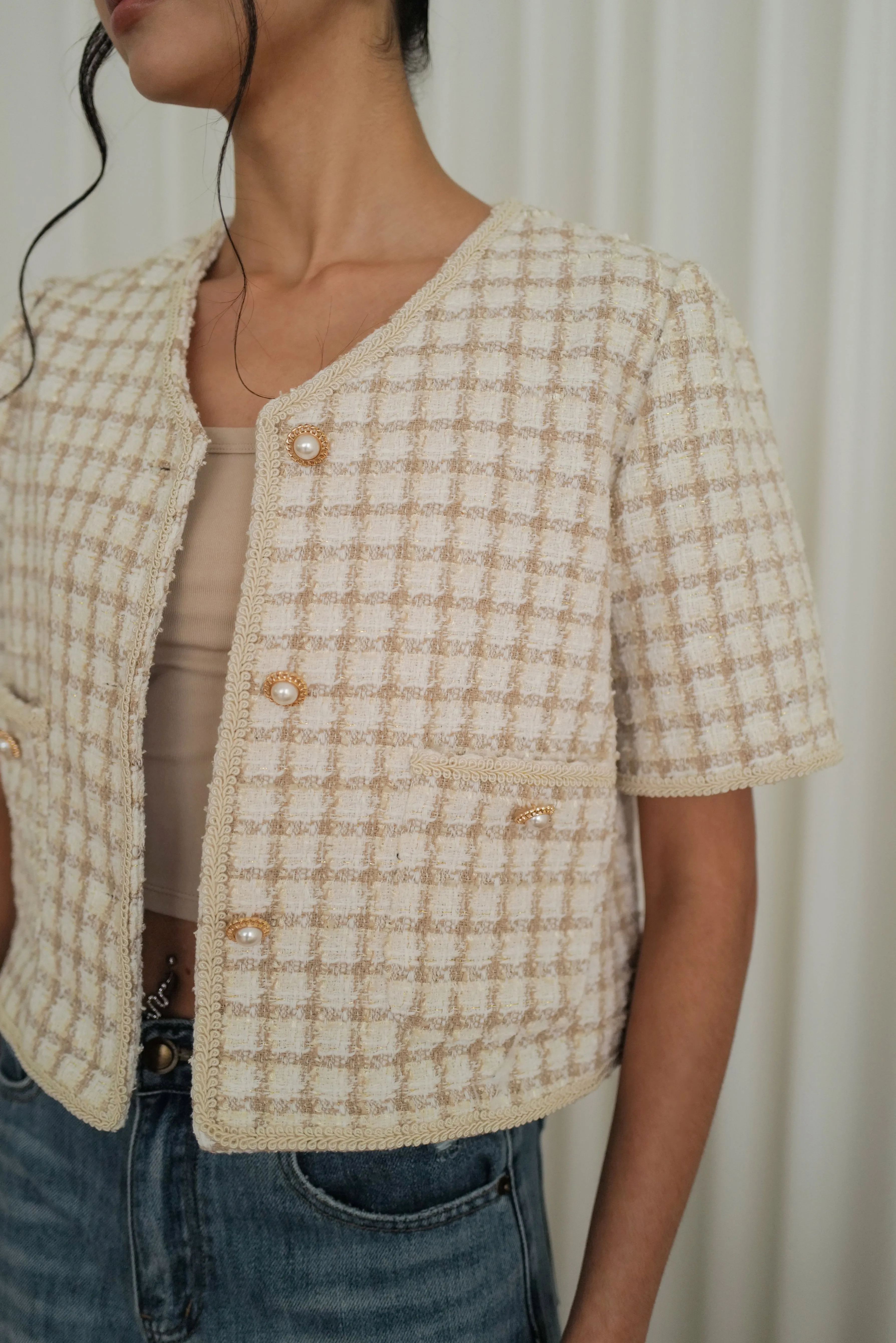 Santorini tweed jacket in beige